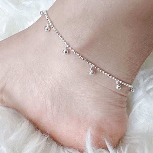 Silver Ball Anklets